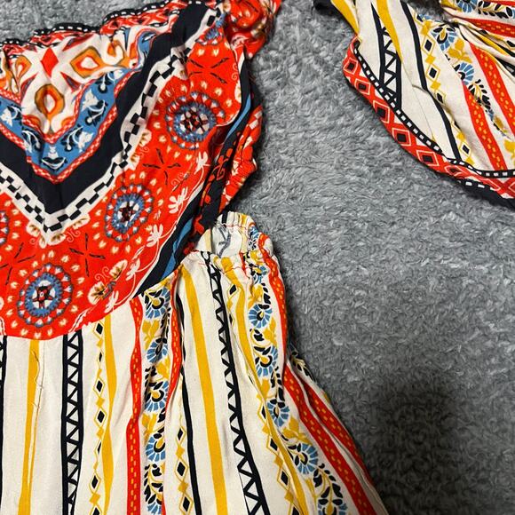 Flying Tomatoe Jumpsuit Womens Medium Cut Out Sides Wide Pants Aztec Lightweight - Picture 4 of 8